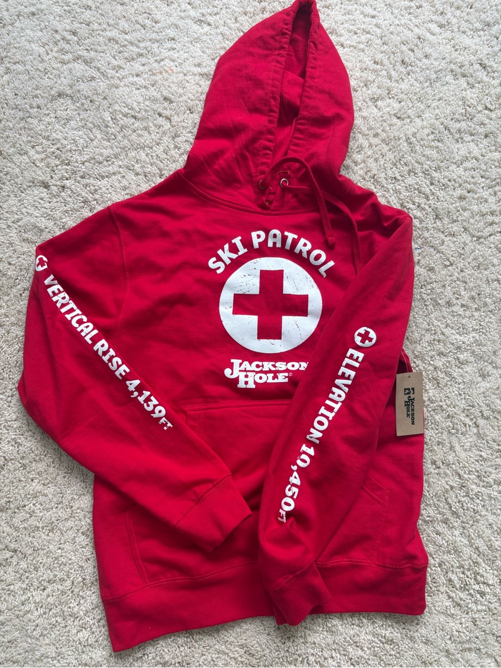 Jackson Hole Ski Patrol Red Hooded Sweatshirt